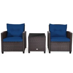 Tangkula 3PCS Wicker Cushioned Conversation Set Outdoor Rattan Furniture W/Beige/Red/Black/Navy/Off White/Turquoise Cushions 20 Tangkula 3PCS Wicker Cushioned Conversation Set Outdoor Rattan Furniture W/Beige/Red/Black/Navy/Off White/Turquoise Cushions -Tangkula GUEST 6ac7a684 3aa6 4ae3 a9cd 02ba4a02998e