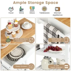 Tangkula 3-Tier Kitchen Island Cart Rolling Service Trolley W/ Bamboo Top Shelves 15 Tangkula 3-Tier Kitchen Island Cart Rolling Service Trolley W/ Bamboo Top Shelves -Tangkula GUEST 6ae9318f 7f28 47bc b160 db0f9cf97738