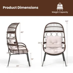 Tangkula PE Wicker Egg Chair Patio Cocoon Lounger W/ Comfortable Cushions & Metal Frame 17 Tangkula PE Wicker Egg Chair Patio Cocoon Lounger W/ Comfortable Cushions & Metal Frame -Tangkula GUEST 6af10858 99a0 4893 b20f be8bd19badec