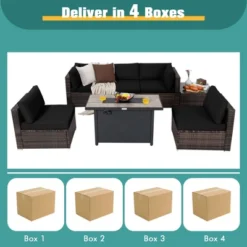 Tangkula 7PCS Patio Rattan Furniture Set Fire Pit Table Cover Cushion -Tangkula GUEST 6b0d3781 bee0 4015 8757 3986f7e85a84