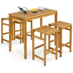 Tangkula 5 Pieces Patio Acacia Wood Bar Set Outdoor Bar Height Table & Saddle Stool Chairs Set 9 Tangkula 5 Pieces Patio Acacia Wood Bar Set Outdoor Bar Height Table & Saddle Stool Chairs Set -Tangkula GUEST 6b2004c1 62a5 429e bcef 9c070c9a3fe8