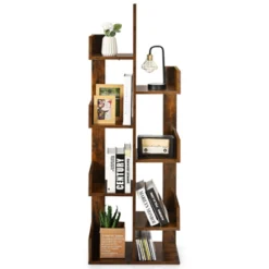 Tangkula 8-Tier Modern Bookshelf Anti-fall Tree Bookcase Storage Rack Suitable For Home & Office Brown/White/Black -Tangkula GUEST 6bed7fa9 7f8a 41e9 9412 a1556f46fd0e