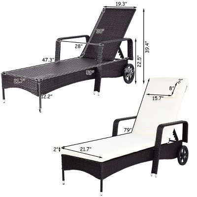 Tangkula Adjustable Wicker Patio Lounge Outdoor Rattan Cushioned Recliner 2 Tangkula Adjustable Wicker Patio Lounge Outdoor Rattan Cushioned Recliner - Image 2