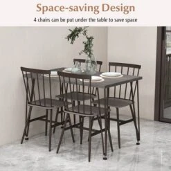 Tangkula 5PCS Dining Table Set For 4 Rectangular Kitchen Table & 4 Chairs W/ Metal Frame Grey Oak -Tangkula GUEST 6d91b18b 8dd3 4415 8eb3 40fb48ad52e5