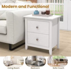 Tangkula 2PCS Modern Nightstand W/ Storage 2 Drawers And Support Legs For Bedroom White 11 Tangkula 2PCS Modern Nightstand W/ Storage 2 Drawers And Support Legs For Bedroom White -Tangkula GUEST 6dc03e19 b93b 48c7 a1b3 99e0cc2a5f2d