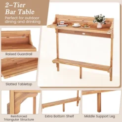 Tangkula 6 PCS Acacia Wood Balcony Table Set W/ Shelf Footrest Curved Wood Seat 15 Tangkula 6 PCS Acacia Wood Balcony Table Set W/ Shelf Footrest Curved Wood Seat -Tangkula GUEST 6df84785 f1b2 41e3 a637 836819532694