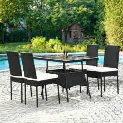Tangkula 5PCS Patio Wicker Dining Set Outdoor Rattan Furniture Set W/ Cushion -Tangkula GUEST 6e6c8823 5c00 4680 b8e2 7d6828e38355