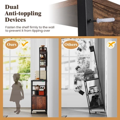 Tangkula 67" Bakers Rack W/ Power Outlet Coffee Bar Cabinet W/ S-Shaped Hooks 7 Tangkula 67" Bakers Rack W/ Power Outlet Coffee Bar Cabinet W/ S-Shaped Hooks - Image 7