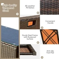 Tangkula 8PCS Patio Rattan PE Wicker Conversation Set All-Weather Furniture Set W/ Cushions -Tangkula GUEST 702d5c40 d52c 4800 8a4f f879a97b5112