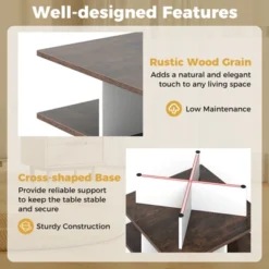 Tangkula 2-Tier Square Coffee Table 24" Living Room Center Table With 4 Storage Compartments -Tangkula GUEST 703d9452 3c34 4731 87db 091d95bcd425