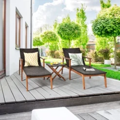 Tangkula 3PCS Chaise Lounge Set 4-Level Folding Chaise Lounge Adjustable Outdoor Beach With Wicker Side Table 12 Tangkula 3PCS Chaise Lounge Set 4-Level Folding Chaise Lounge Adjustable Outdoor Beach With Wicker Side Table -Tangkula GUEST 7137db97 d170 45cd 8916 80d374c44617