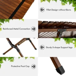 Tangkula Folding Wooden Camping Table Portable Picnic Table W/ Carry Bag Roll-up Bamboo Tabletop Outdoor Travel Camping Table Natural/Coffee -Tangkula GUEST 714da9a1 83a8 45c5 b421 a648d5c77fec