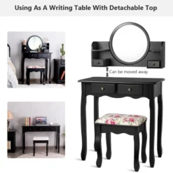 Tangkula Vanity Table Set W/Detachable Mirror & Stool Black/White -Tangkula GUEST 7172335f 408a 455b 91b6 1321f1fd5241