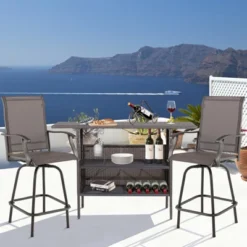 Tangkula Outdoor Garden Patio Rattan Wicker Dining Table Bar Table Shelves Furniture -Tangkula GUEST 71a05376 0b24 4bd8 bbeb a01ad7366361