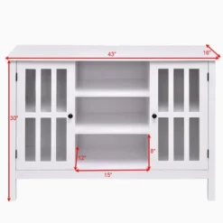 Tangkula Wood TV Stand Free Standing Storage Console Cabinet For 50” TV White/Walnut -Tangkula GUEST 71be0fc3 530b 48e4 9dd8 227f3e29c227