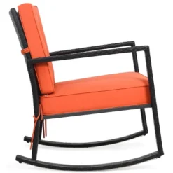 Tangkula Outdoor Wicker Rocking Chair Glider Rattan Rocker Recliner -Tangkula GUEST 71c515b8 ab32 4213 9bff b8a370215ed1