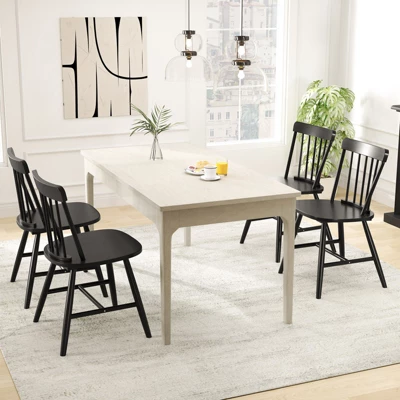 Tangkula Dining Chairs Set Of 4 Farmhouse Kitchen Chair W/ Rubber Wood Frame Wide Seat 1 Tangkula Dining Chairs Set Of 4 Farmhouse Kitchen Chair W/ Rubber Wood Frame Wide Seat