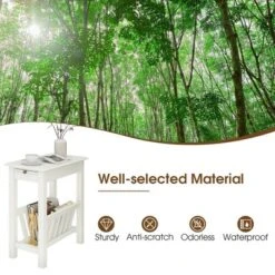 Tangkula 2 PCS Side Table End Table Nightstand W/ Bottom Storage Shelf & Rubber Wood Legs -Tangkula GUEST 727cb8da 9712 4499 8576 7dbe7d7859d4