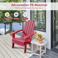 Tangkula Folding Patio Adirondack Chair Weather Resistant Cup Holder Yard Red -Tangkula GUEST 728f6d9c 4070 411b a18a b1f870617dcf