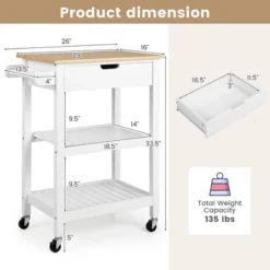 Tangkula 3-Tier Kitchen Island Cart Rolling Service Trolley W/ Bamboo Top Shelves 14 Tangkula 3-Tier Kitchen Island Cart Rolling Service Trolley W/ Bamboo Top Shelves -Tangkula GUEST 72c8f68d 4356 4c53 a82d 593c1bd9bcf0