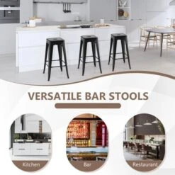 Tangkula 30" Set Of 4 Stackable Backless Metal Bar Stools W/ Footrest For Kitchen -Tangkula GUEST 736ab183 be8c 455b a20a 8a495c9e3cd1