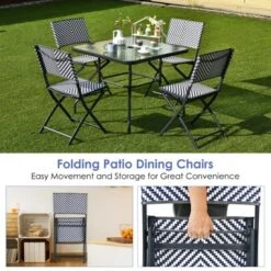 Tangkula Set Of 4 Patio PE Rattan Folding Chairs Dining Chairs With Anti-rust Frame For Garden Backyard 10 Tangkula Set Of 4 Patio PE Rattan Folding Chairs Dining Chairs With Anti-rust Frame For Garden Backyard -Tangkula GUEST 739cd6c0 62a6 40c0 a14f 0979779c2559