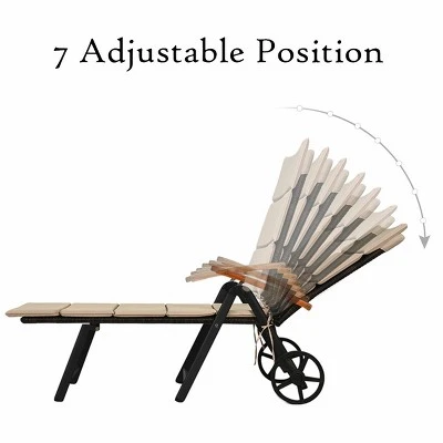 Tangkula 2PCS Folding Outdoor Rattan Chaise Lounge Chair Cushioned Recliner With Wheels& Cushions 6 Tangkula 2PCS Folding Outdoor Rattan Chaise Lounge Chair Cushioned Recliner With Wheels& Cushions - Image 6