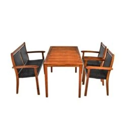 Tangkula 4 Pieces Outdoor Dining Furniture Set Patio Space-Saving PE Rattan Dining Set W/Umbrella Hole -Tangkula GUEST 74651c30 c431 4c33 bb90 2acdd2e7d591