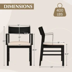 Tangkula Dining Chair W/ Arms Set Of 2 Modern Kitchen Chairs & Contoured Backrest Black & Beige -Tangkula GUEST 748a3537 2dd0 46d6 9ced fb31fb7fb5fe