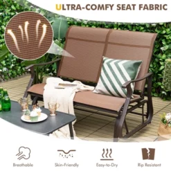 Tangkula 2-Person Outdoor Glider Chair Patio Rocking Lounge Chair W/ Breathable Fabric -Tangkula GUEST 74cc32f5 4e5d 435d 8973 a15984ee42d8