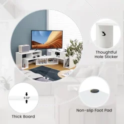 Tangkula 3 PCS Adjustable TV Stand Minimalist Entertainment Center For 43 55 60 65 Inch TV Media Console Table White -Tangkula GUEST 75898306 a464 4153 a39b bfc4bcd0d785