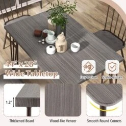 Tangkula 5PCS Dining Table Set For 4 Rectangular Kitchen Table & 4 Chairs W/ Metal Frame Grey Oak -Tangkula GUEST 75ba990b 4ac1 44dc a83f 9e890a410026