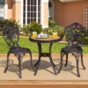 Tangkula 3-Piece Cast Aluminum Bistro Set Outdoor Patio Bistro Table Set Outdoor Round Bistro Table And Chairs For Porch