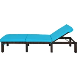 Tangkula 2-Piece Outdoor Rattan Chaise Lounge Chair Adjustable Backrest Recliner With Turquoise Cushions -Tangkula GUEST 76412240 b2db 4df7 9af1 9ed02355984e