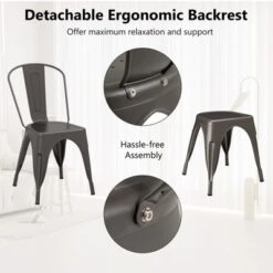 Tangkula Tolix Style Metal Dining Chairs Set Of 4 W/ Removable Backrest For Dining Room -Tangkula GUEST 764d7098 812b 4c19 8037 e1553d1e8434