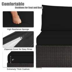 Tangkula 6PCS Rattan Patio Sectional Sofa Set Outdoor Furniture Set W/ Black Cushions -Tangkula GUEST 7664a93f 5b64 404a 94a3 20d52edc7f37