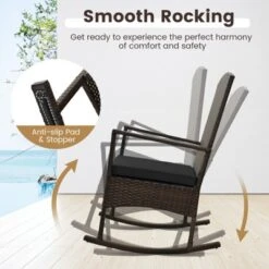 Tangkula 3 PCS Rocking Set Wicker Rocking Chairs W/ 2-Tier Coffee Table Patio Black -Tangkula GUEST 7674736b 956c 4c43 91fc 6b8265405f7b