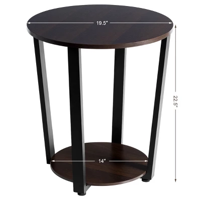 Tangkula 2 PCS 2-Tier Industrial Round End Table Metal Sofa Side Table With Storage Shelf 3 Tangkula 2 PCS 2-Tier Industrial Round End Table Metal Sofa Side Table With Storage Shelf - Image 3