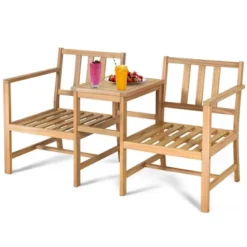 Tangkula 3 In 1 Patio Acacia Wood Table & Chairs Loveseat Bench With Coffee Table 7 Tangkula 3 In 1 Patio Acacia Wood Table & Chairs Loveseat Bench With Coffee Table -Tangkula GUEST 76e7529f ffdf 4e20 bdf5 0b471e376833