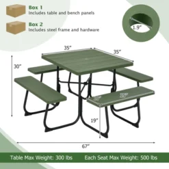 Tangkula 8-person Square Picnic Table Bench Set Outdoor Picnic Table With 4 Benches & Umbrella Hole 500 LBS Capacity Black/Grey/White/Green 18 Tangkula 8-person Square Picnic Table Bench Set Outdoor Picnic Table With 4 Benches & Umbrella Hole 500 LBS Capacity Black/Grey/White/Green -Tangkula GUEST 776149b2 65d0 4aad 8446 a904b94280f4