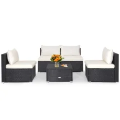 Tangkula 5PCS Patio Outdoor Rattan Sofa Conversation Set W/ Seat & Back Cushions Off White 19 Tangkula 5PCS Patio Outdoor Rattan Sofa Conversation Set W/ Seat & Back Cushions Off White -Tangkula GUEST 777bfbb4 cd28 4f6f b250 ab5ccc8acc69
