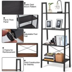 Tangkula 4-Tier Ladder Bookshelf Display Ladder Rack Free-Standing Plant -Tangkula GUEST 77fa62d4 c38f 411b a445 b784e64b5969