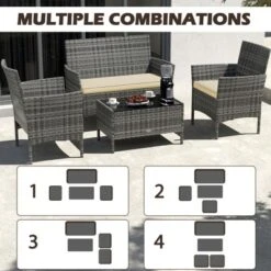 Tangkula Set Of 8 Patio Furniture Set W/Washable Cushions & Tempered Glass Coffee Table -Tangkula GUEST 77fbb446 6997 4379 9120 6d1554247c28 1