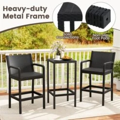 Tangkula 3 Piece Patio Bar Set Bistro Table & Chairs W/ Heavy-Duty Metal Frame 13 Tangkula 3 Piece Patio Bar Set Bistro Table & Chairs W/ Heavy-Duty Metal Frame -Tangkula GUEST 7842fb0b 492f 4af4 9902 69a15da3ef76