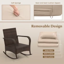 Tangkula 3PCS Outdoor Rocking Set Rattan Rocker Chairs W/ Tempered Glass Coffee Table Wicker Rocker Set -Tangkula GUEST 7868fea8 20a5 455d 833b 39385cfbafbd