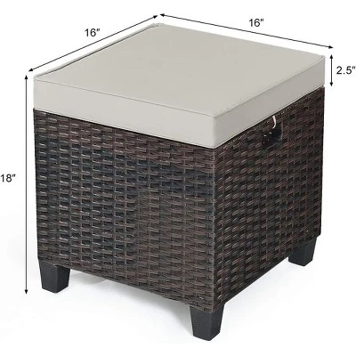 Tangkula 4PCS Rattan Ottoman Outdoor Patio Furniture Cushioned Footstool Footrest 8 Tangkula 4PCS Rattan Ottoman Outdoor Patio Furniture Cushioned Footstool Footrest - Image 8