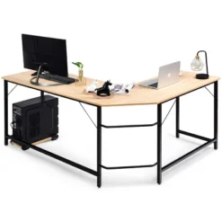 Tangkula L-shaped Computer Desk Corner Office Laptop Game Table Black/Natural -Tangkula GUEST 78bc3956 1c5e 4394 94f7 ab12d1cfb42b