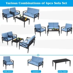 Tangkula 8-Piece Outdoor Aluminum Patio Conversation Set Cushioned Sofa Chair With Coffee Table -Tangkula GUEST 78e054c2 ca93 4990 8eb6 567d62553b3d