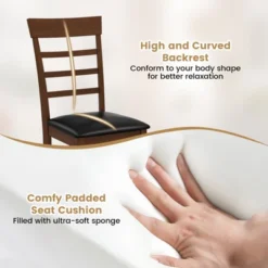 Tangkula Wooden Dining Chair Set Of 4 Pu Leather Upholstered Kitchen Chairs W/ Padded Seat -Tangkula GUEST 791c19bf 457a 4dfd bd5c e4ab75a79c84 1