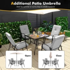 Tangkula 6PCS Outdoor Dining Set Patio Table & Chair Furniture Set W/ Cushions & Umbrella -Tangkula GUEST 797e7d93 c102 4a64 aeb3 f9bfc18bd4cc